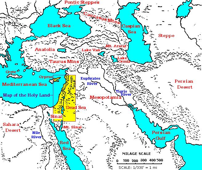 Geographic map of the Middle East